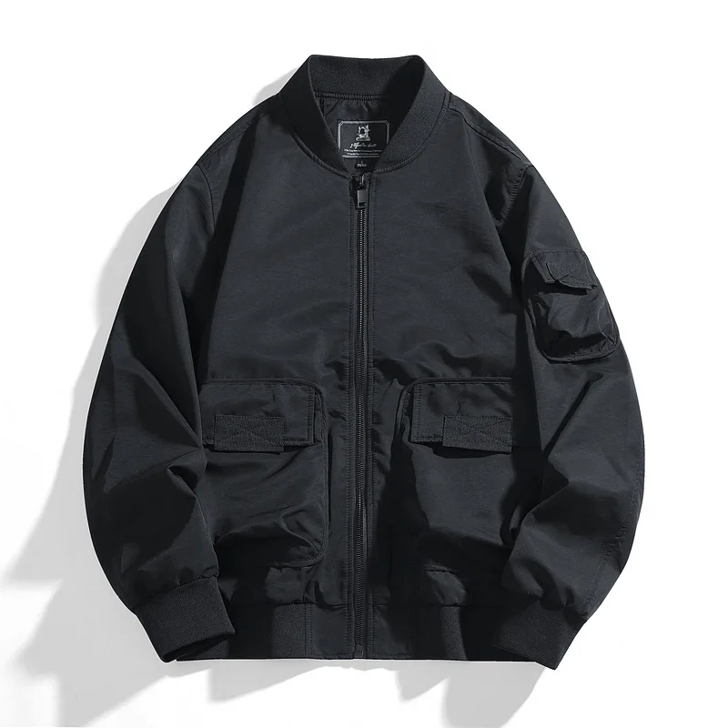 

Men's Japanese Style Cargo Jacket Military Windproof Workwear Coat Open Front Casual Long Sleeve Outerwear With Flap Pockets