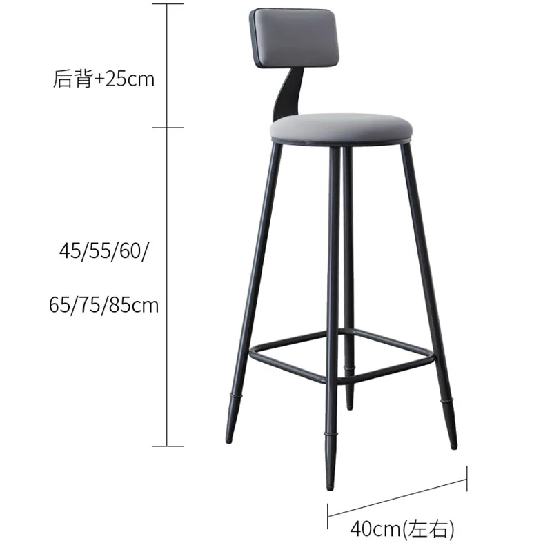 High Quality Nordic Bar Stool Modern Trendy Luxury Back Round Party Chairs Black Metal Recreational Taburetes De Bar Furniture