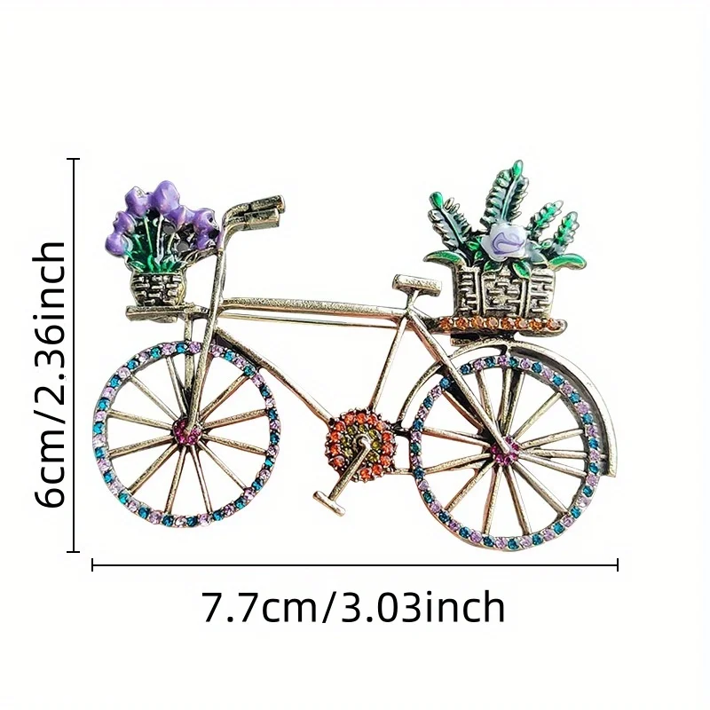 Women\'s Novelty Retro Rhinestone Creative Bicycle Brooch Fashion Pin Women\'s Clothing Accessories Cycling Corsage