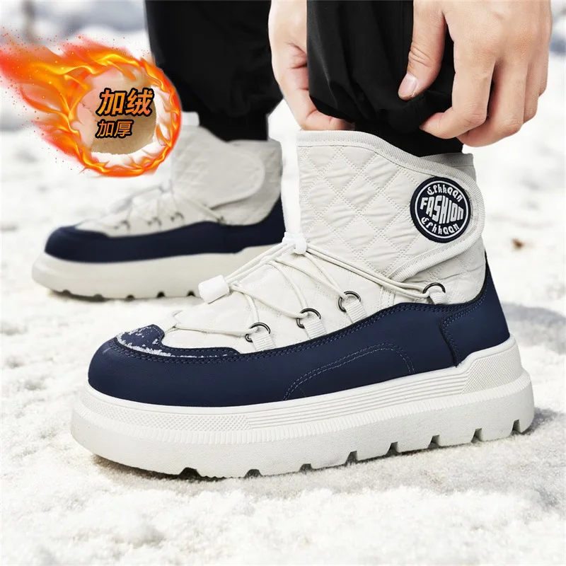 Botas de nieve 2026 invierno suela gruesa zapatos de algodón cálidos para Hombre al aire libre antideslizante Zapatillas Hombre plataforma Botas Invierno Hombre