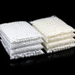 50~1000pcs ABS Perforated  Imitation Pearl Round Loose Bead To Needlework Handmade For Necklace Bracelets DIY Jewelry Making