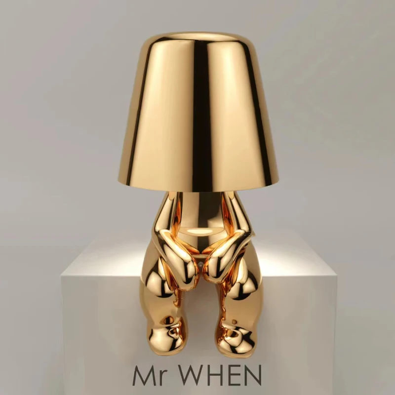 

XINGNENG Italy Little Golden Man Night Light Decor Study Coffee Shop Bar Bedside Children's Room Brothers Table Lamps