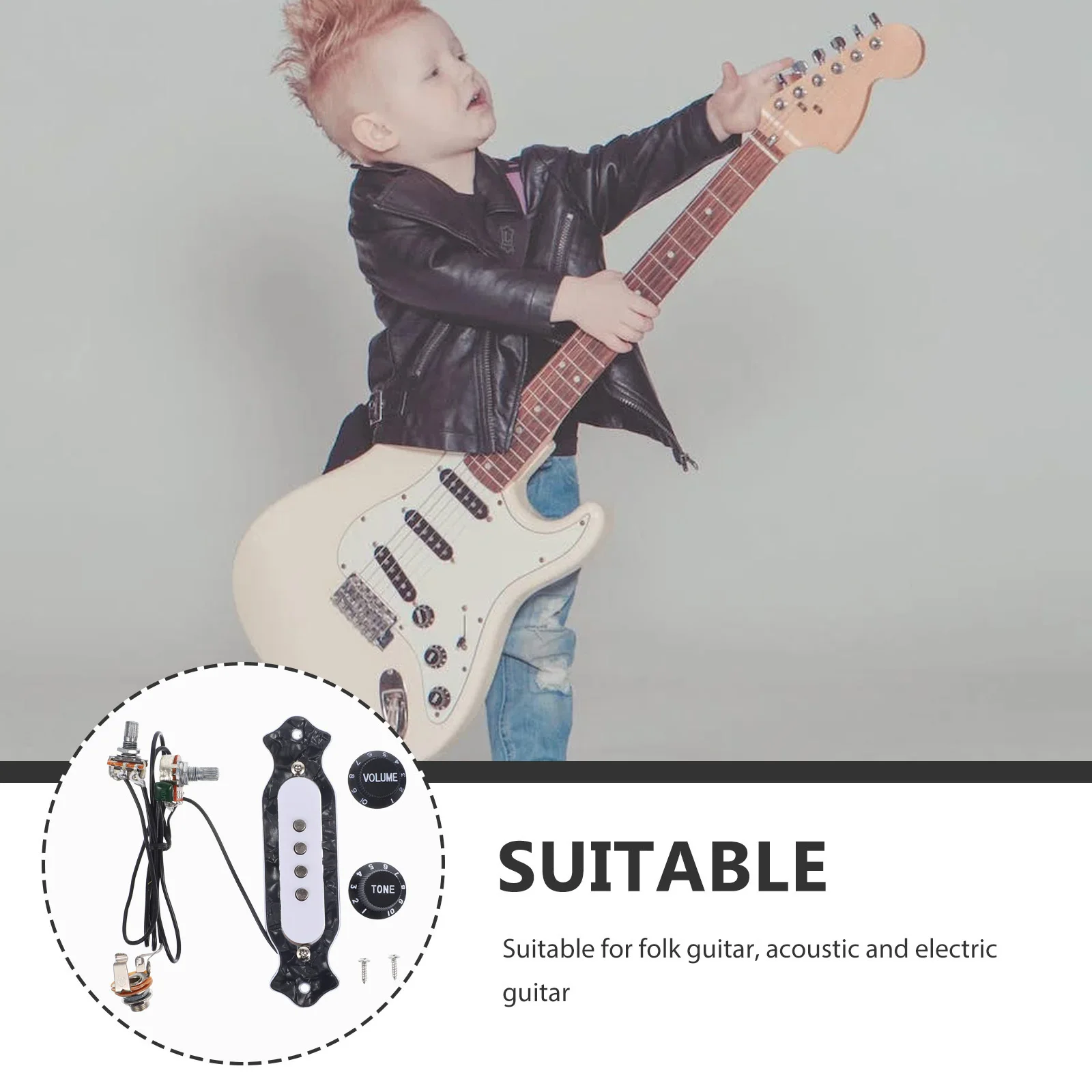 

Magnetic 4 String Soundhole Pickup Pre-Wired for Acoustic Folk Guitar Black with Tone Volume Control Gmb333 Soundhole Pickup