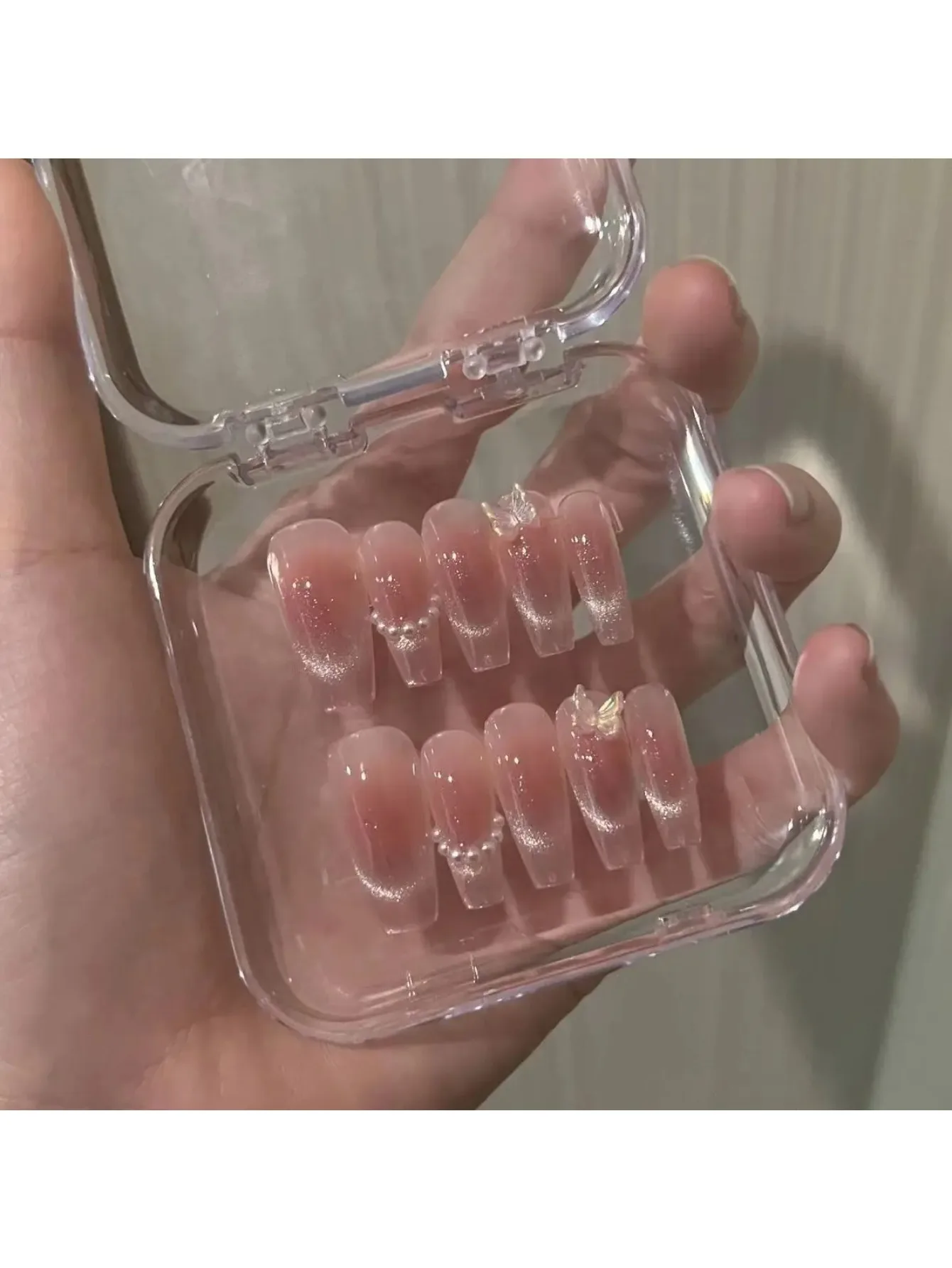 

10 шт. Накладные ногти ручной работы с эффектом фототерапии, в форме бабочки, для макияжа глаз