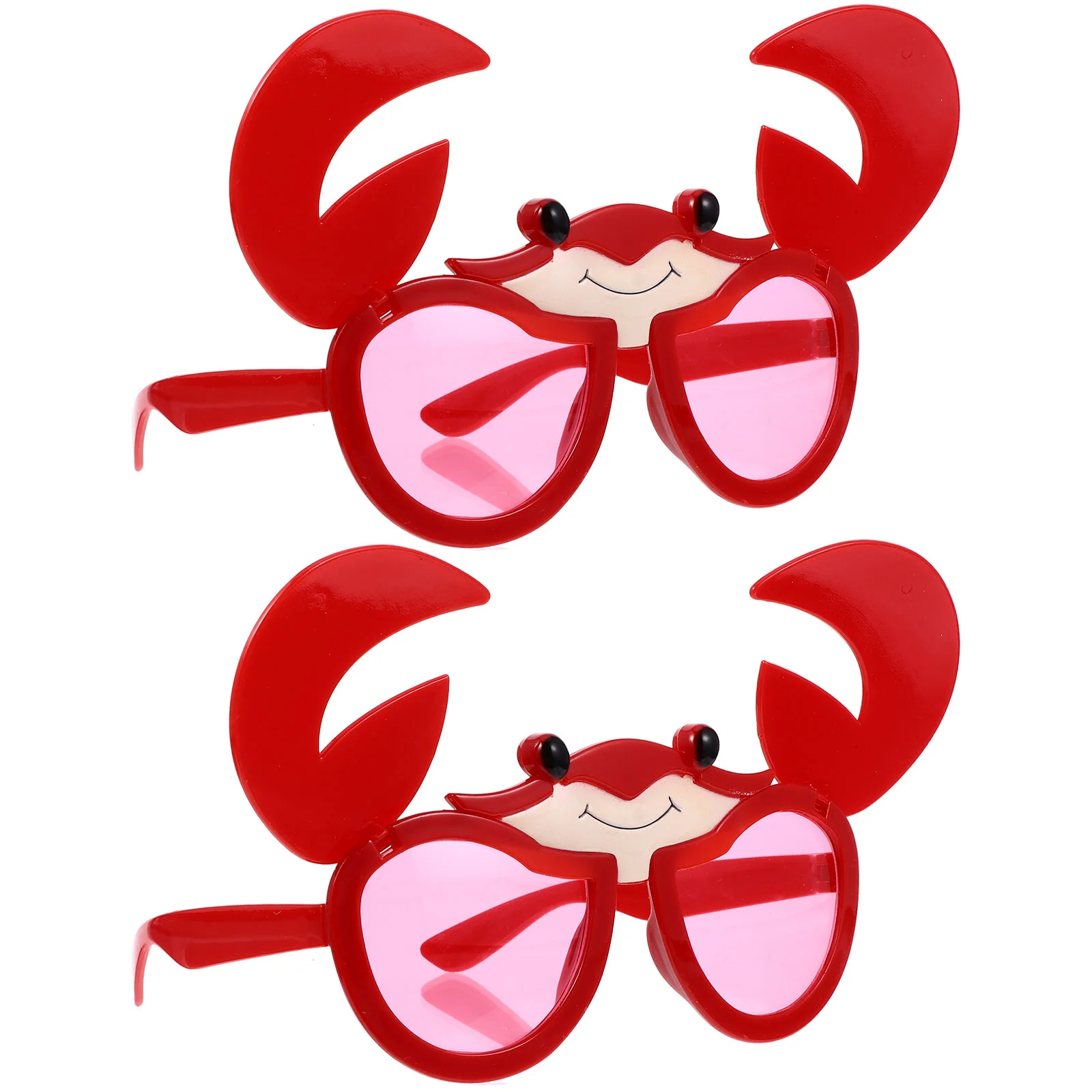 2 Pcs Crab Glasses Eyeglasses Prop Party Hawaii Animals Outfits Roast Pig Plastic Child Pool Red Sunglasses