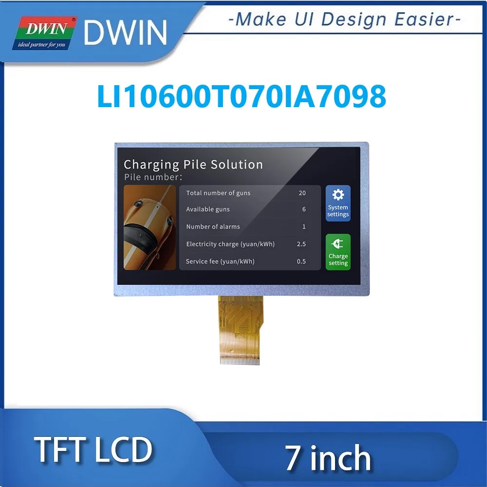 DWIN 7-calowy moduł 700 nitów 1024x600 RGB 24-bitowy 50PIN IPS TFT LCD z dotykiem pojemnościowym