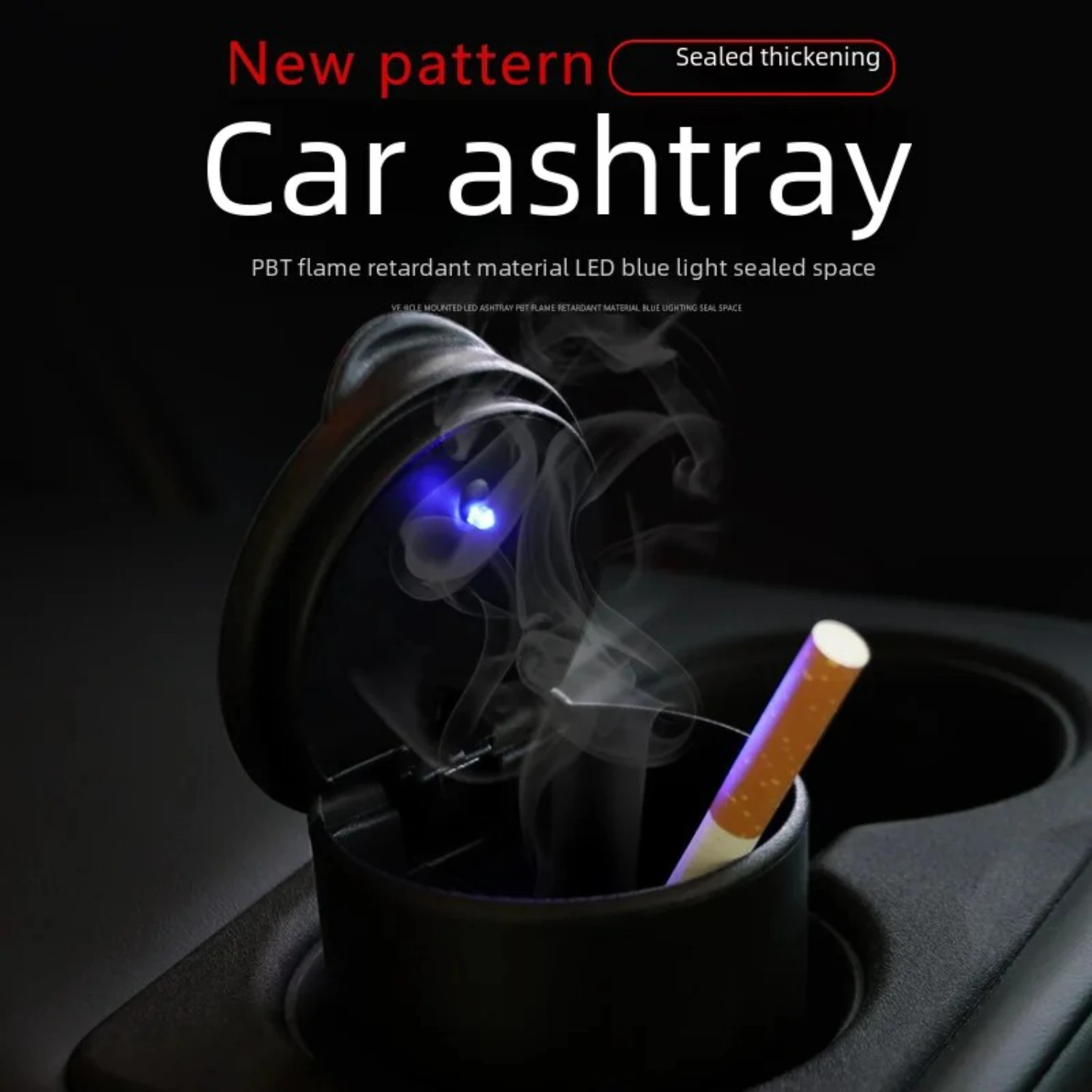 

High Temperature Resistant Portable Plastic Car Ashtray in Unique Smoky Grey Color with LED Light for Stylish Vehicle Interior D