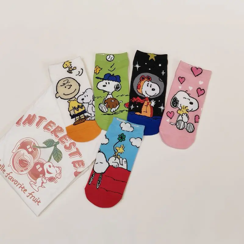 1Pairs Snoopy Women Socks Cotton Breathable Sports Boat Sock Soft Summer Short Tube Socks Cute Boat Sockslow New Japanese Socks