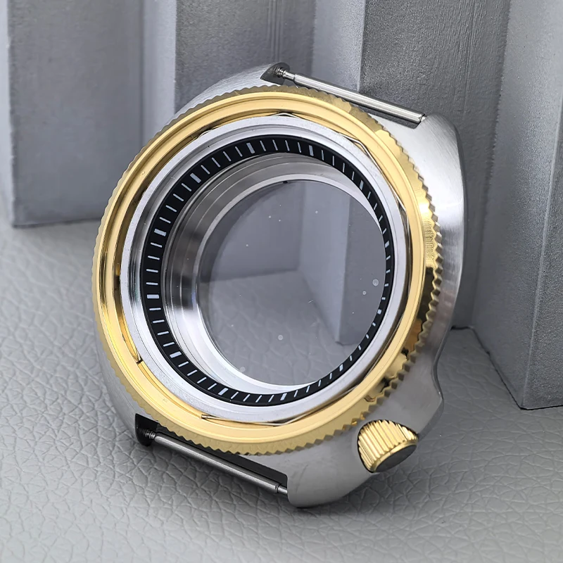 Mod 44mm 6105 6309 Turtle Abalone Case Sapphire Glass Fit for NH35 NH36 4R 7S Movement Transparent Back Cover Watch Case Parts
