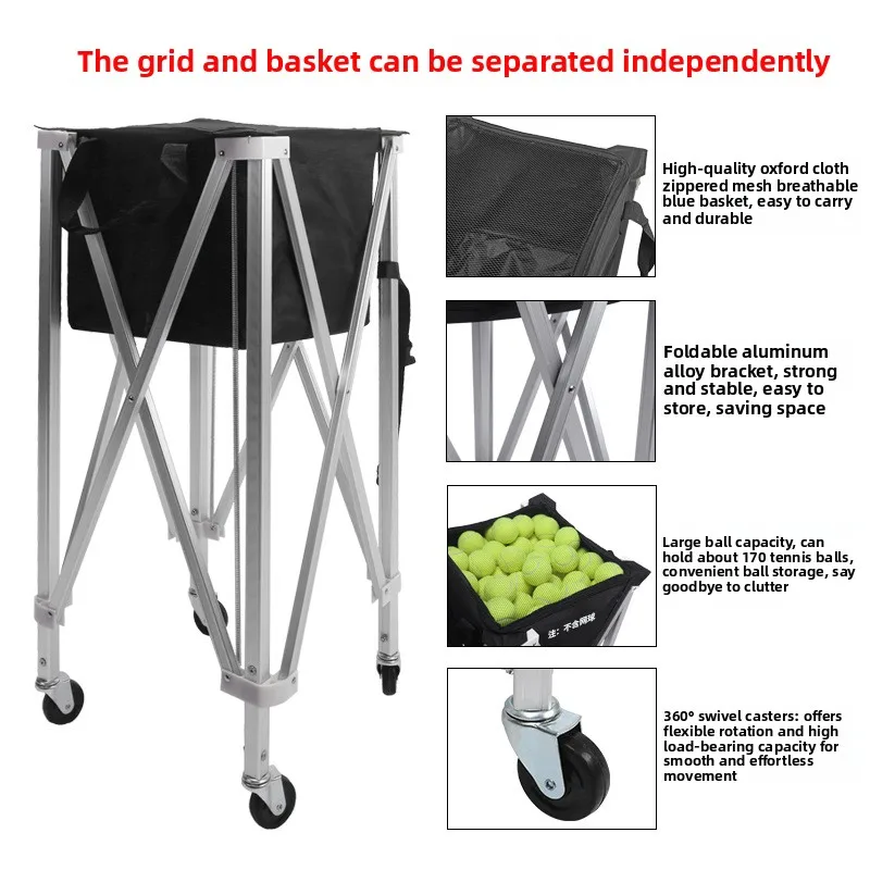 Foldable Tennis Cart Aluminum Alloy Portable Coaching Cart Factory Direct Tennis Storage Box Cart Coach Cart Tennis Cart view 4