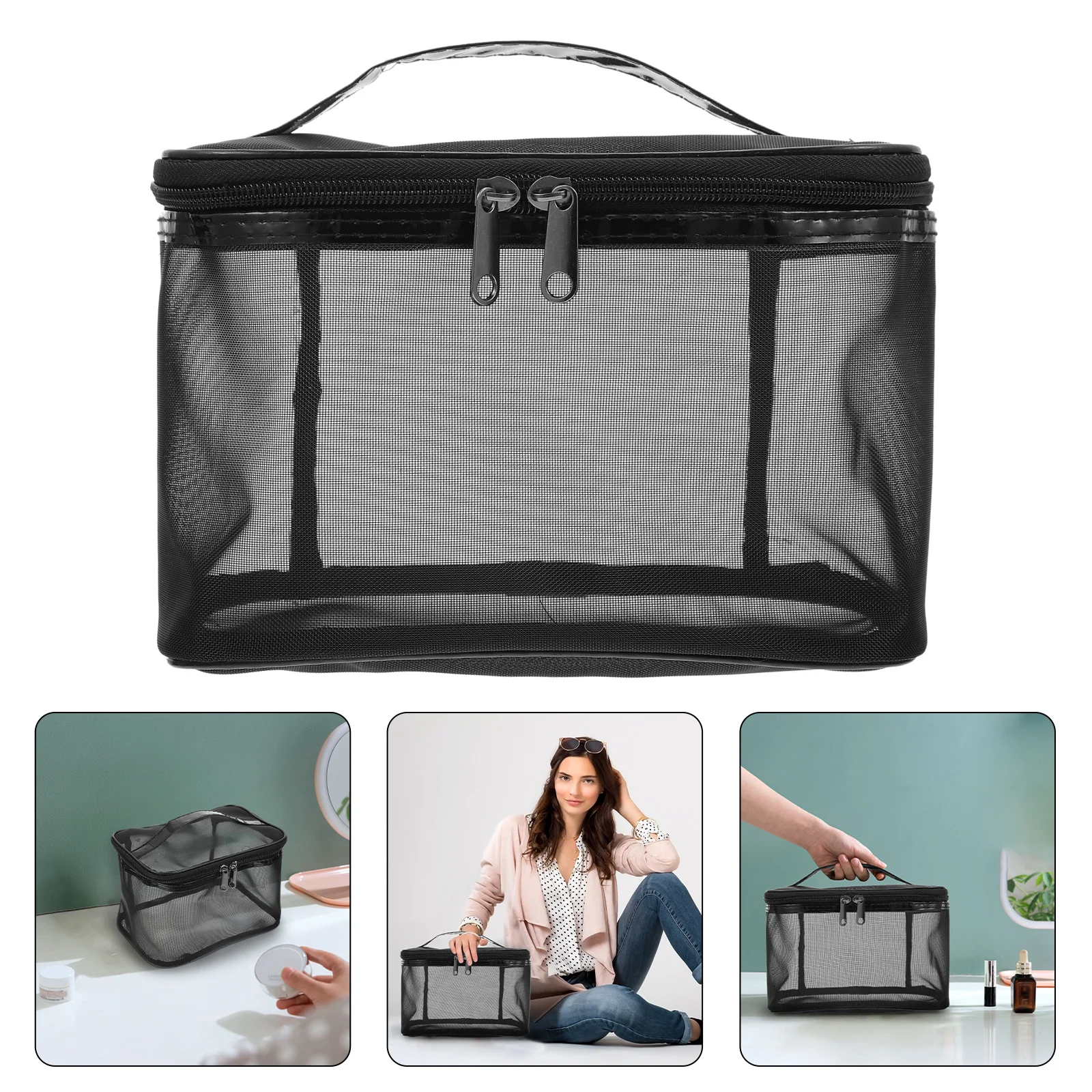 

1Pcs Travel Makeup Bag Large Capacity Portable Storage Pouch Zipper Toiletry Organizer Outdoor Makeup Case