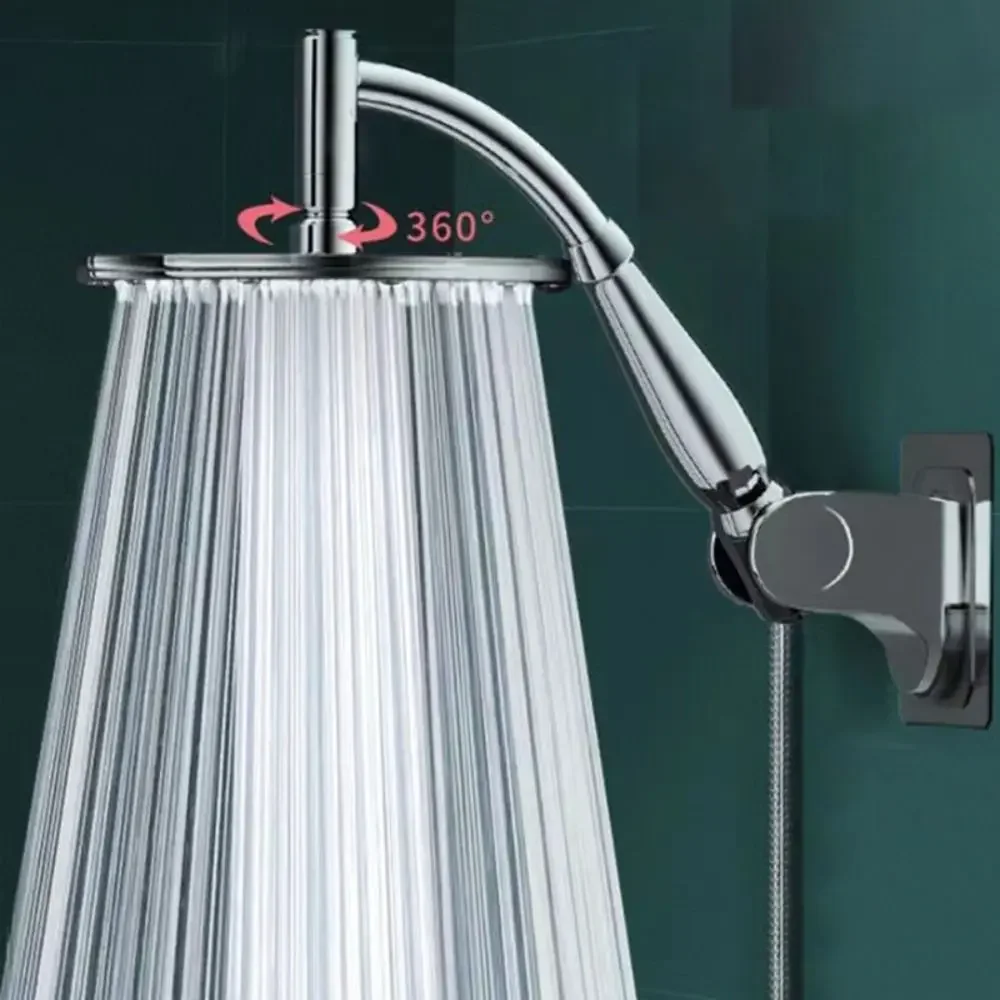 High Pressure Rainfall Shower Head Large Stainless Steel Curved Shower Extension Square Shower Head Extension