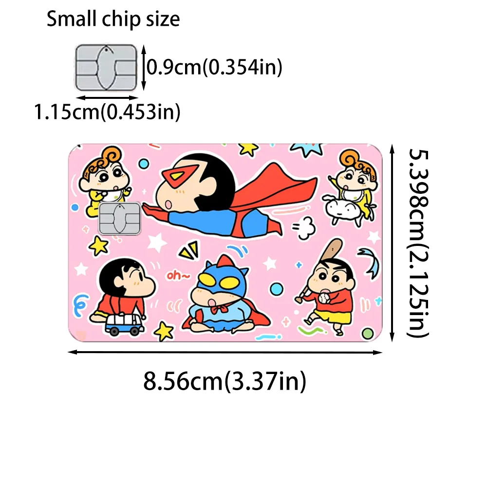 Kawaii Crayon Shin-chan 카드 스티커 귀여운 애니메이션 방수 매트 보호 장식 필름 스티커 직불 신용 카드에 적합