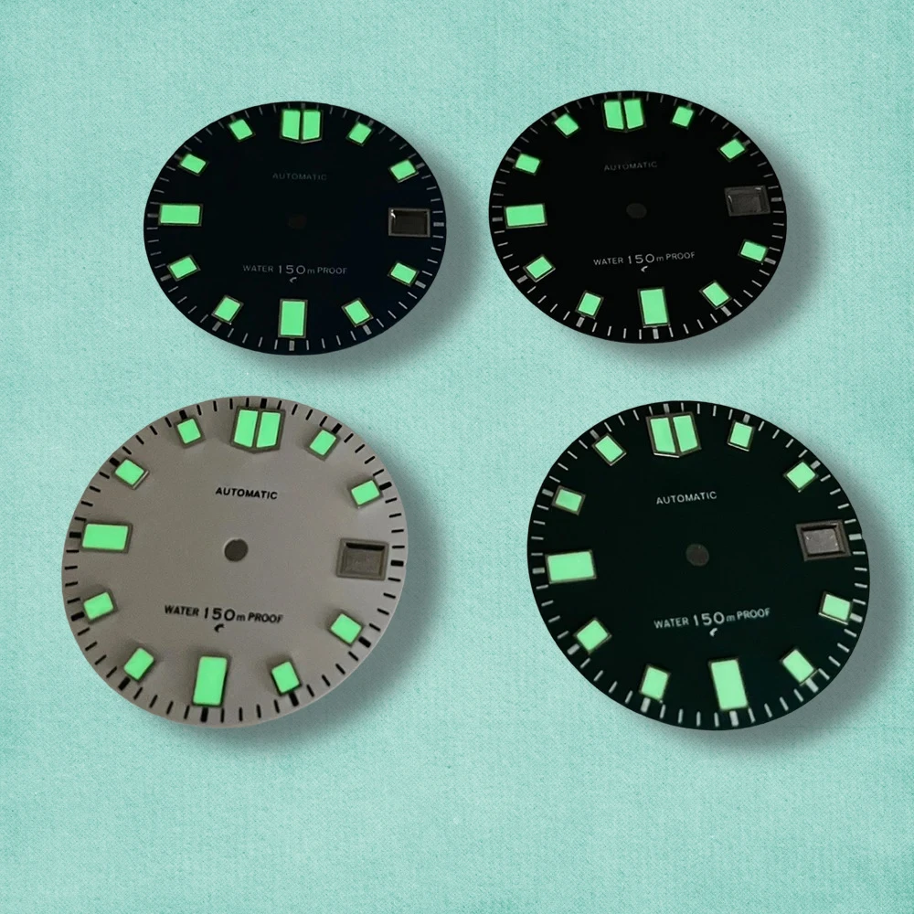 28.5mm S Logo Matte Dial Fit NH35/NH36/4R/7S Japanese Movement Green Luminous Diving High-Quality Watch Modification Accessories