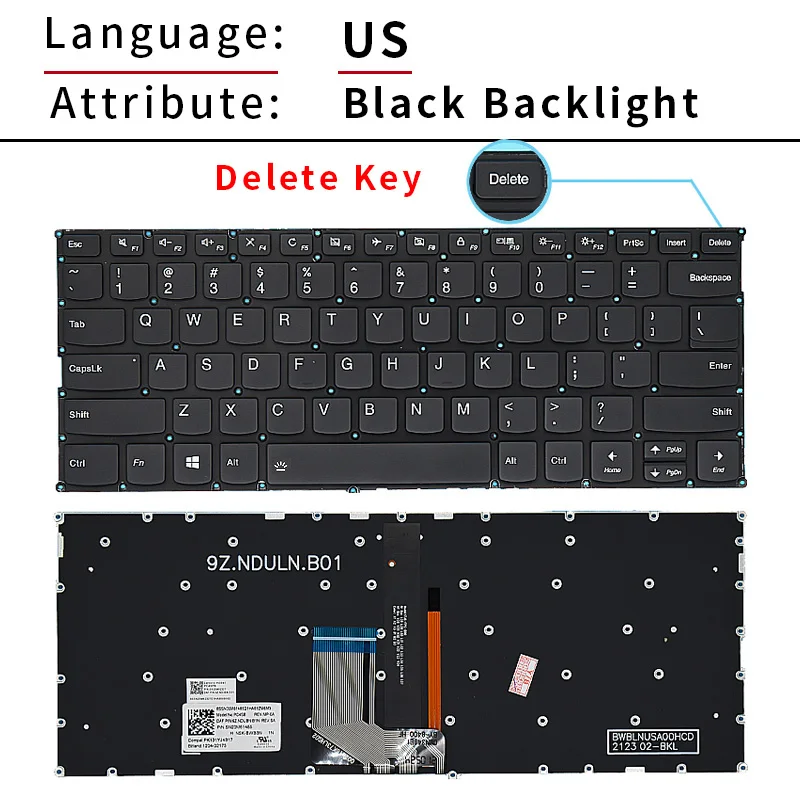 Teclado de ordenador portátil con retroiluminación, para Lenovo Ideapad 7000-13, K42-80, K43-80, 320S/720S/V720S/V530S-13IKB, 720S-14IKB