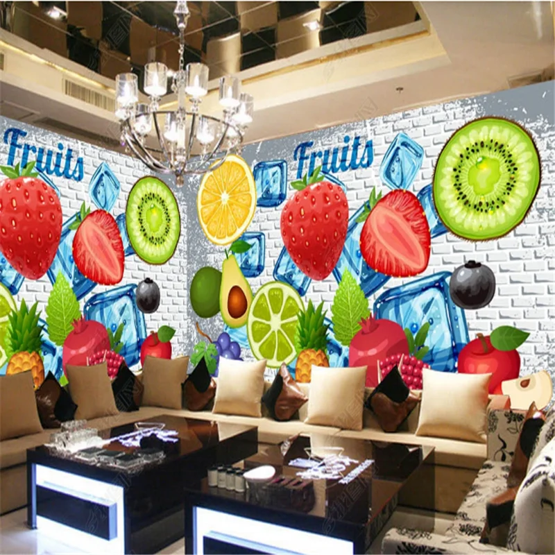 Modern wallpaper Fresh Fruit Shop Industrial decoration Mural Wallpapers Snack dessert Bar Background wall Paper papel de parede