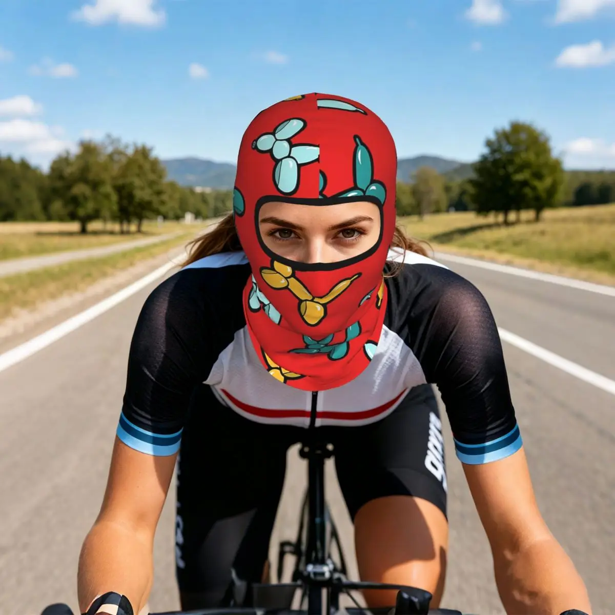 Balloon Animal Dogs In Red Breathable Balaclava Full Face Mask Sun Protection Neck Gaiter For Motorcycle Cycling Fishing Outdoor