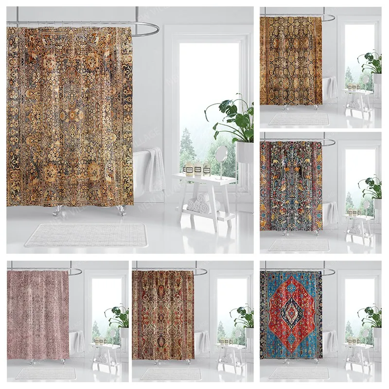 Waterproof fabric shower curtains Bathroom curtain accessories Bath curtain for shower 180x200cm 240*200 boho decoration vintage