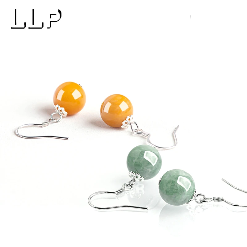 

Natural Jade Round Pearl Earrings S925 Silver Inlaid Fashion Luxury Elegant Women's High Jewelry The Best Selling Couple Gifts