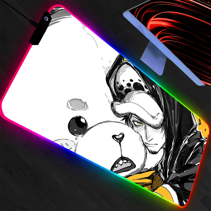One Piece Backlight XXL Rubber Large PC Mousepad RGB Gamer Gaming Mouse Pads LED Desk Keyboard Mat Computer Mat Durable