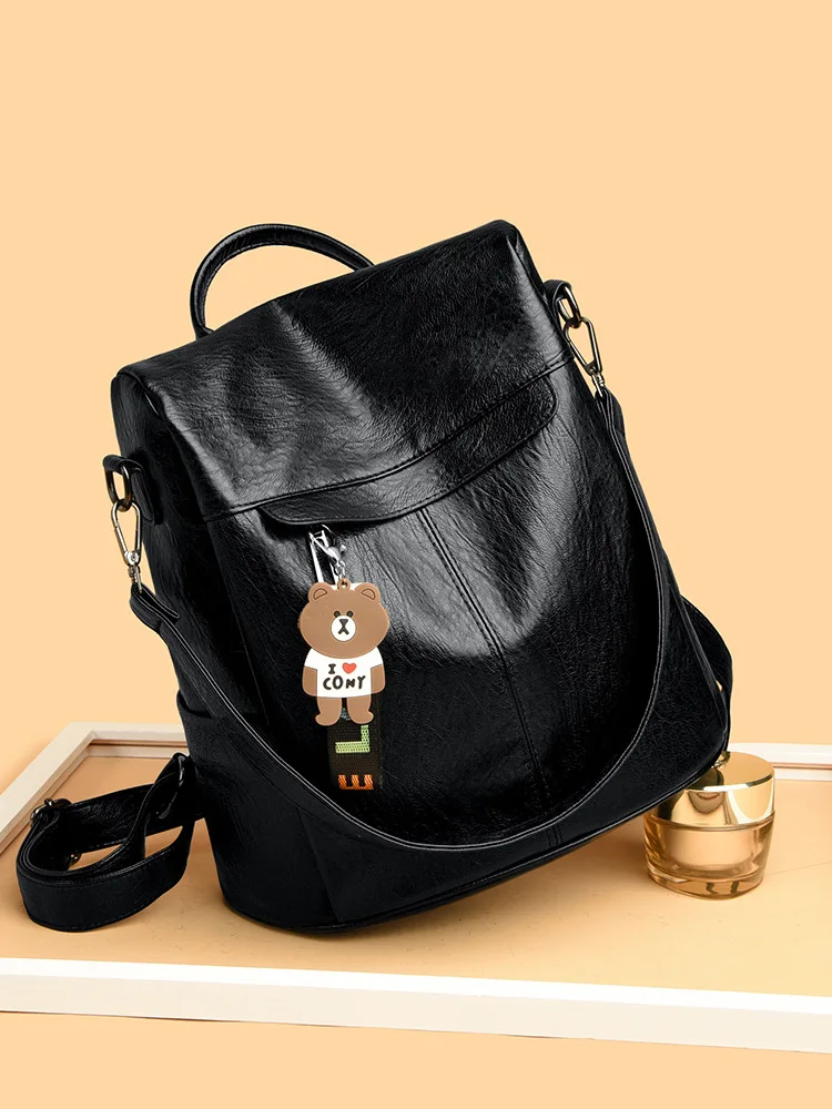 PU Leather Waterproof Women Multifunction Anti-theft Backpack Woman Ladies Large Capacity Handbags For Teens Girls School Bags