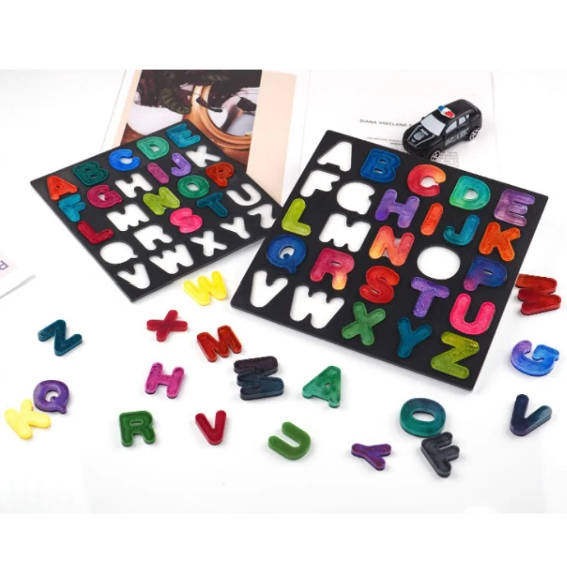 Diy Crystal Epoxyhars Mal Letterbord Geletterdheid Set Engels Letter Spiegel Siliconen Mal