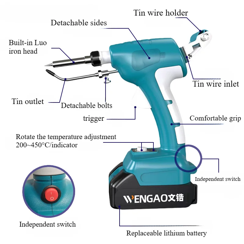 Wireless Electric Soldering Irons 4500mA Lithium Battery 60W Automatic Tin Supply Internal Heating Soldering Machine for Welding