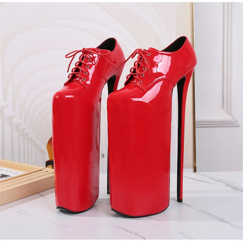 2025 New Arrival Extreme High Heels 30cm Stilettos Platform Women Pumps Sexy Fetish Party Nightclub SM Paten Leather Plus Size