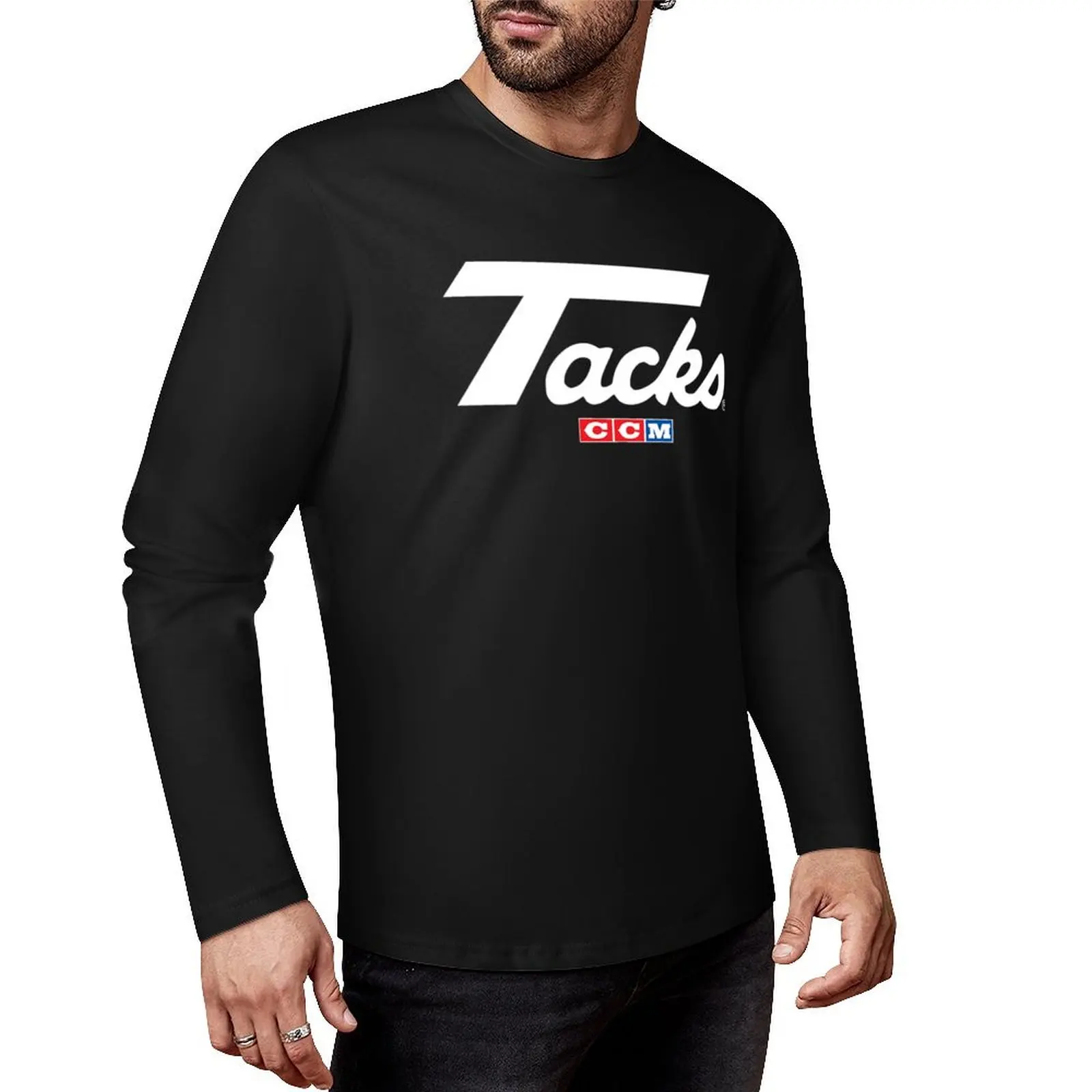 CCM Tacks Retro Ice Hockey Logo Long T-Shirt t shirt man graphic t shirt funny t shirts oversized shirts for men