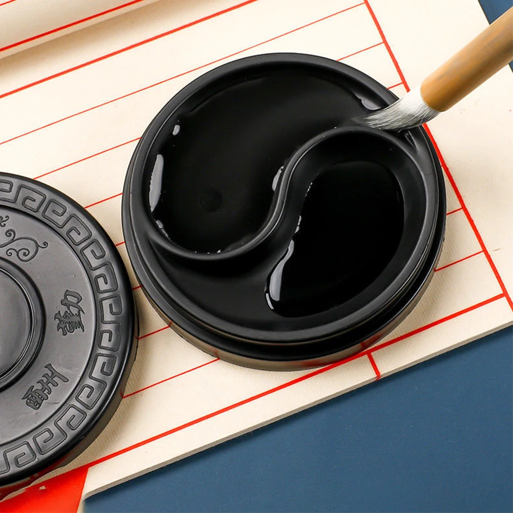 

2pcs Chinese Calligraphy Inkstone Plastic Ink Plate Creative Writing Accessory Students Stationery Smooth Surface Household