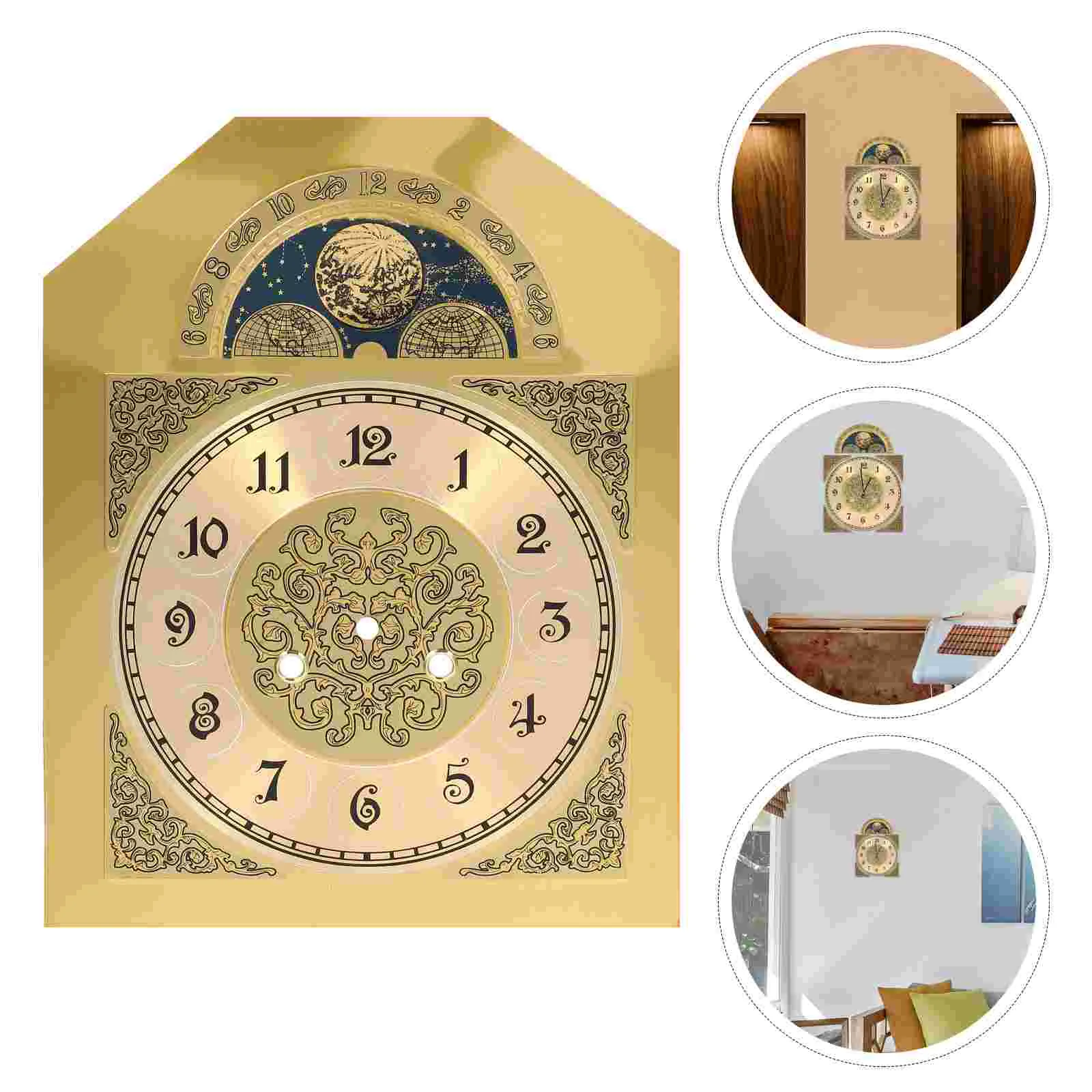 Wall Clock Accessories Digital Face for DIY Mechanical Watch Golden Metal Dial Plate