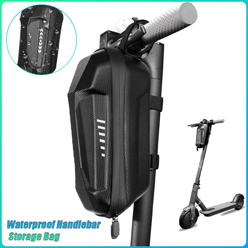 

1pc Waterproof Handlebar Storage Bag for Electric Scooter and Bicycle, 3L/2L Capacity Black Portable E-Scooter Accessories