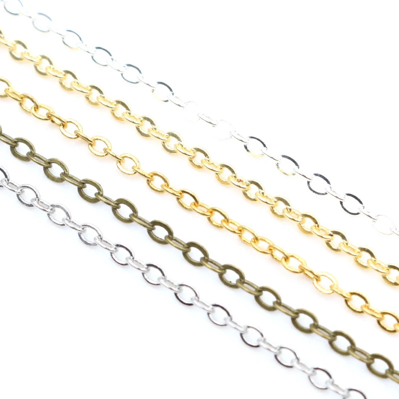 5 Meters/lot 2.4x1.8mm 5 Colors Plated Welded Iron Cable Chains Necklace DIY Jewelry Making Findings Accessories