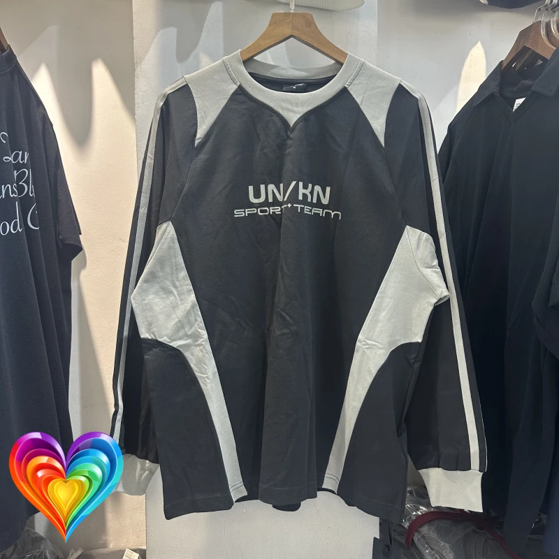 

Long Sleeve Thin Splice Color Raglan Sleeve T Shirt Men Women Vintage Loose Sports Sweatshirts Casual Slightly Wide T-shirt Tops