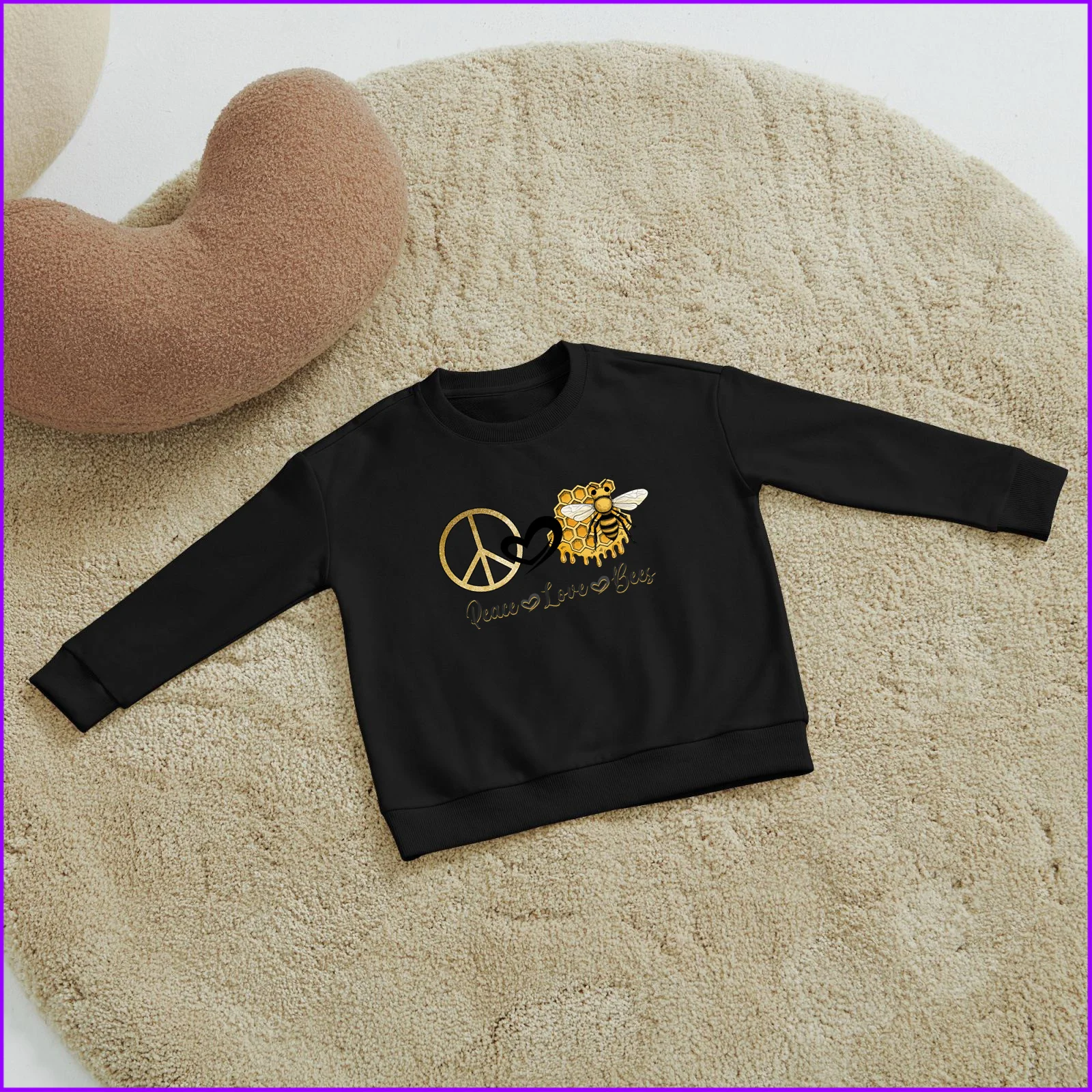 Peace Love Bees Honey Sja611 Kids Boys Girls Hoodies Sweatshirts Outerwear Sweaters Winter Teenagers Tweens Designer Luxury Pink