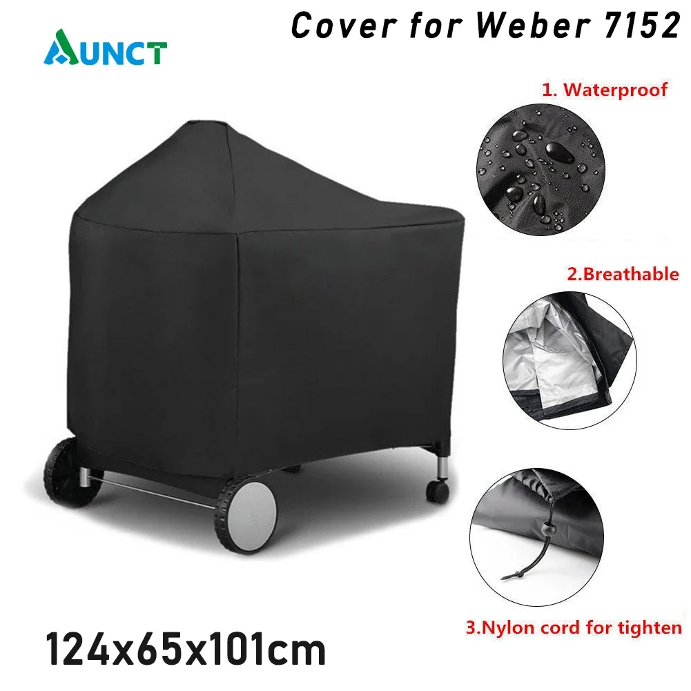 Waterproof BBQ Grill Protective Cover for Weber 7152 Charcoal Grills Outdoor Camping BBQ Accessories 124x65x101cm