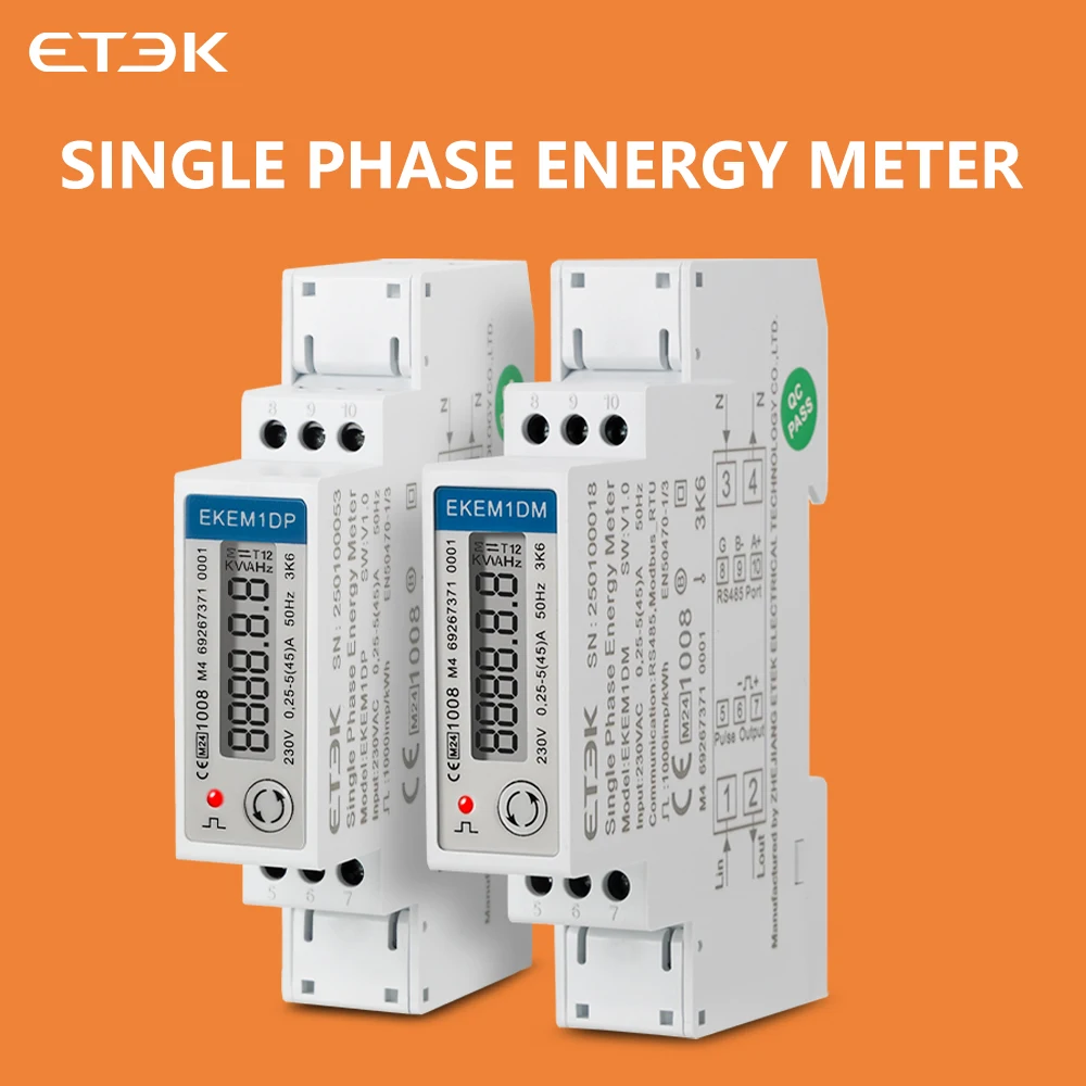 ETEC Single Phase Multifunction Meter 230VAC 0.25-5(45)A 50Hz/230VAC 0.25-5(45)A 50Hz Rs485.