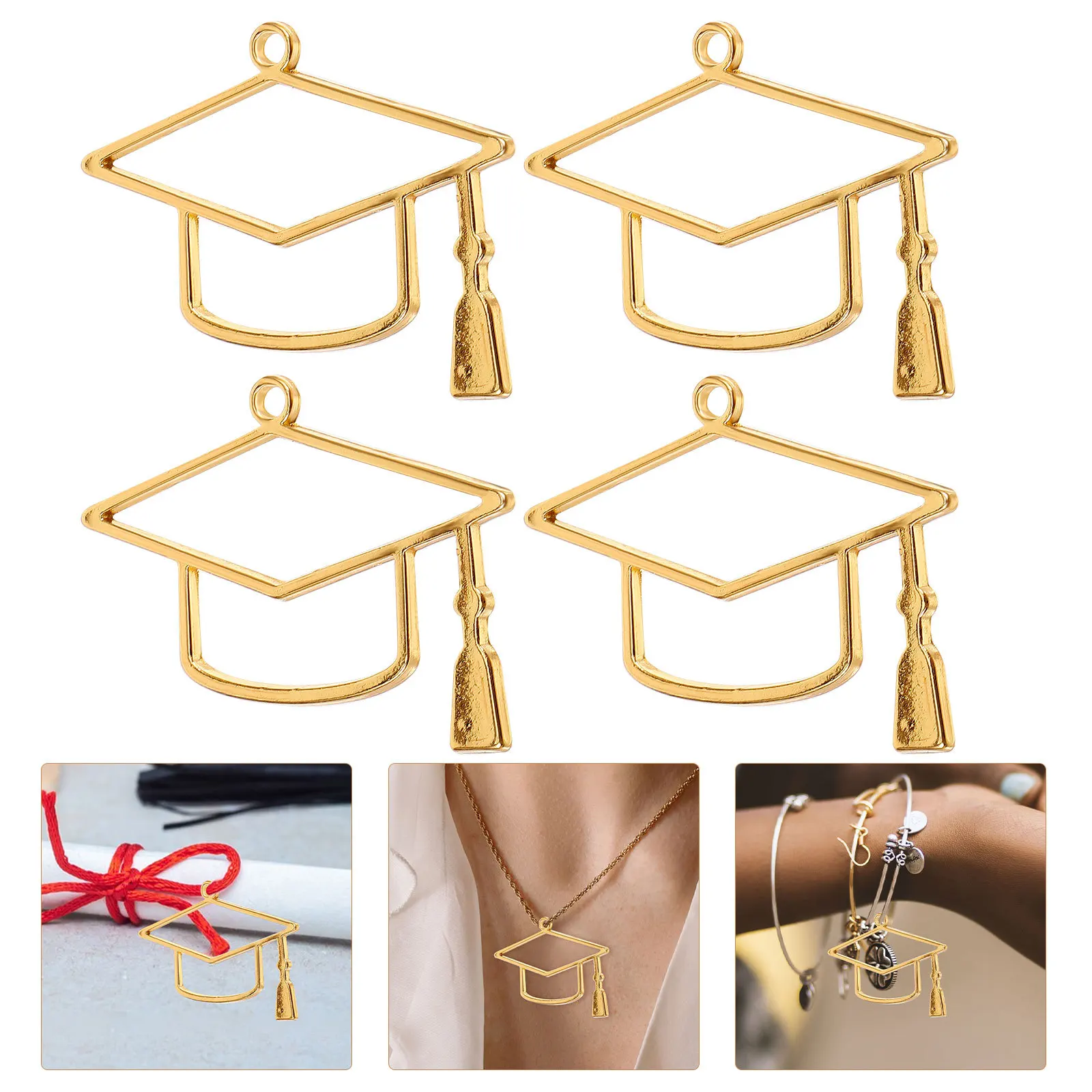 

10Pcs Graduation Cap Pendants DIY Jewelry Charms Easy to Use Durable Alloy Decorative Accessories for Necklace Bracelet Keychain