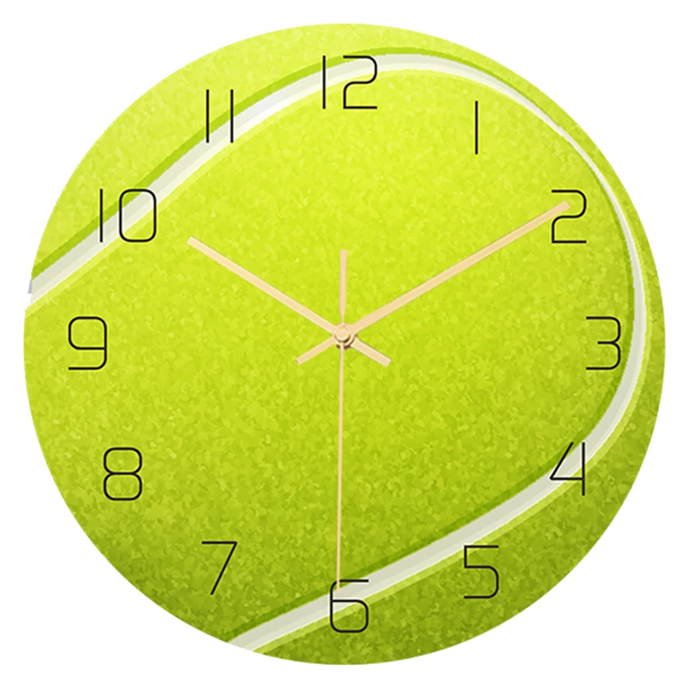 

Tennis Wall Clock Modern Mechanical Balls Indoor Quiet Basketball Stick on Quartz Diy Silent