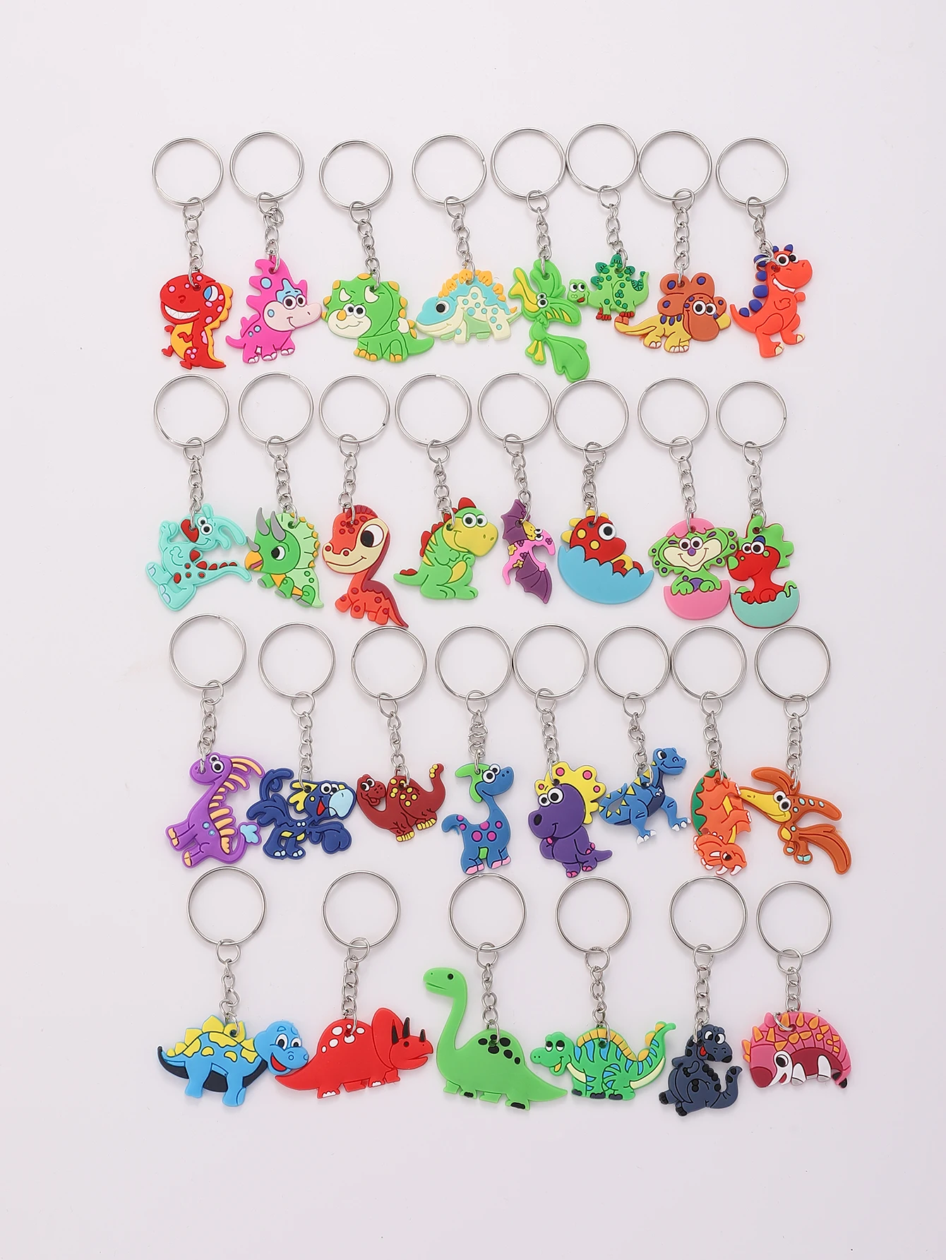 30pcs PVC Dinosaur Keychain Cartoon Pendant Fashion Cute Bag Key Accessories Key Chain Creative Gift