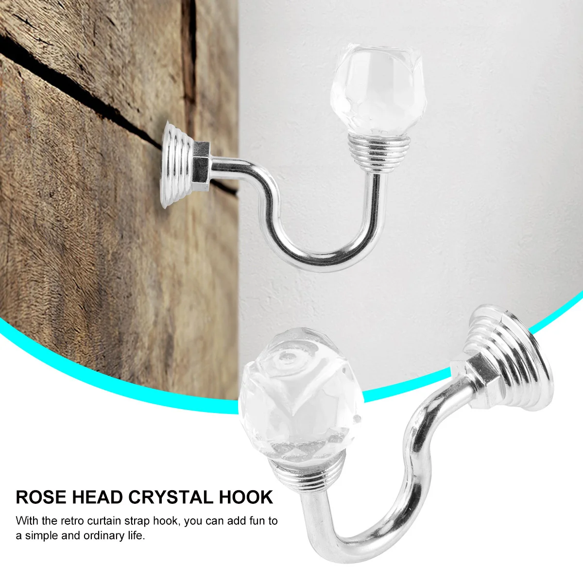 

1Pair Retro Curtain Tiebacks Hooks Multifunctional Home Decoration Storage Tool for Window Curtains Silver Curtain Wall Hooks