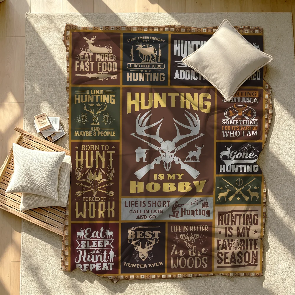 Hunting Style Hunter Fun Unique Blanket Soft Warm And Thick Perfect For Bedroom Living Room Bed Sofa Camping Picnic Office Gift