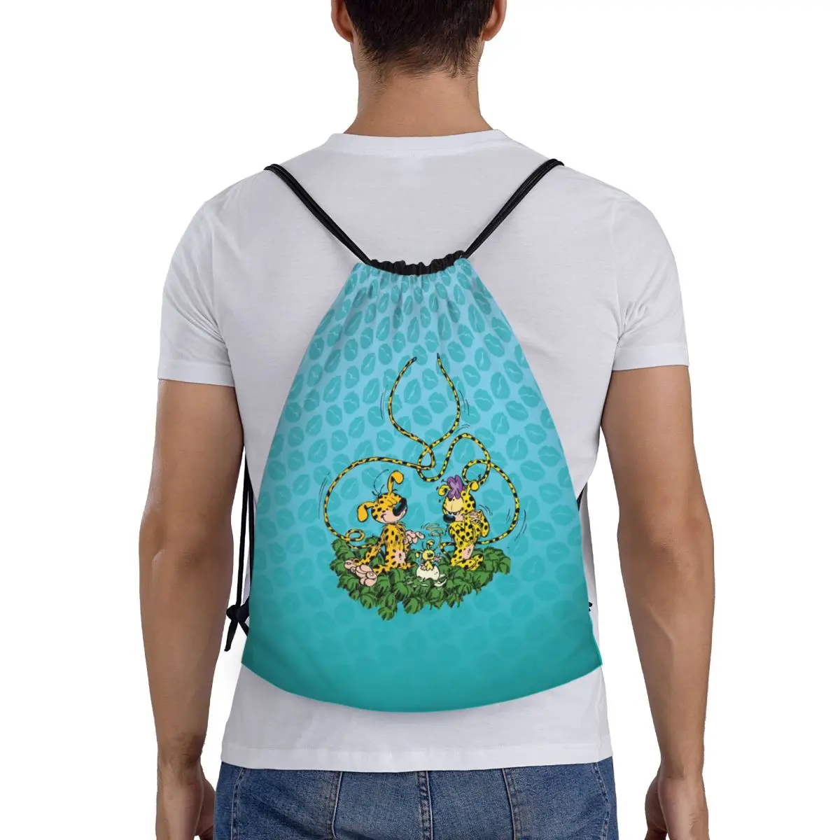 Marsupilami ظهرت البيض الرباط حقيبة النساء الرجال المحمولة الصالة الرياضية حقيبة الظهر البلجيكية الرسوم المتحركة التسوق حقائب الظهر