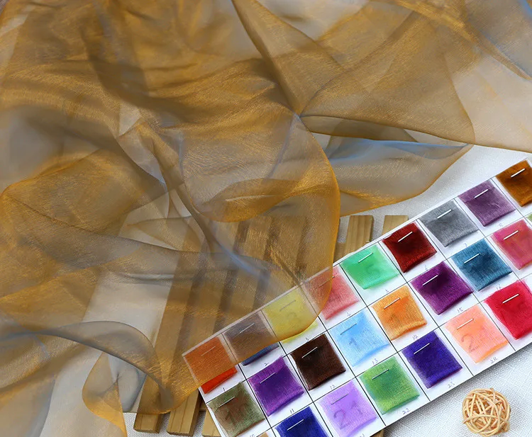 Double Color Shiny Iridescent Sheer Crystal Tulle Wedding Decoration Organza Fabric Birthday Event Home Party width150cm