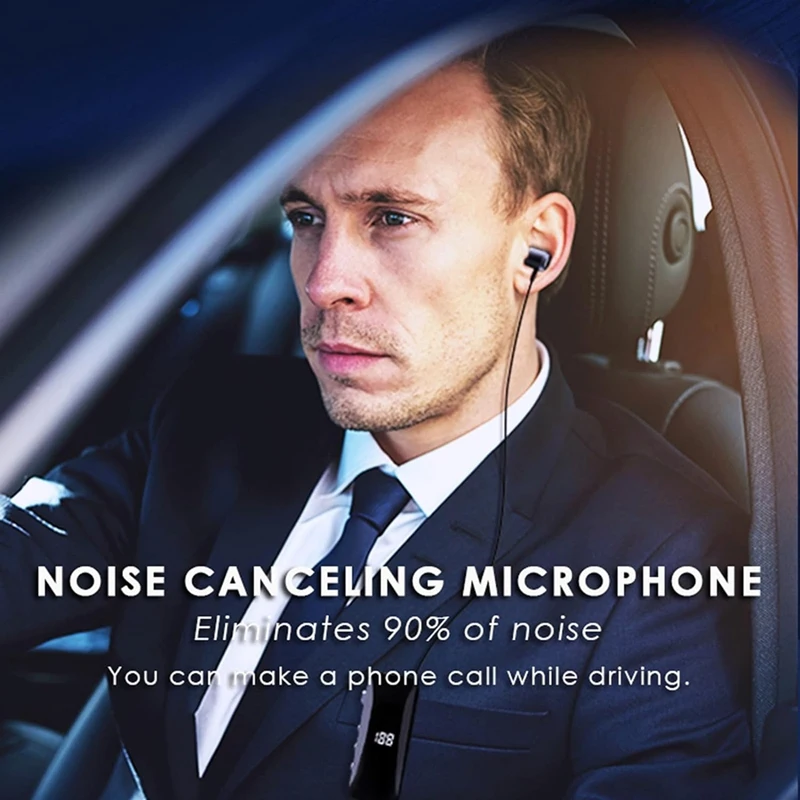 سماعات رأس لاسلكية بشاشة رقمية LED ، بلوتوث ، قابلة للسحبها ، مشبك ياقة ، سماعة رأس مفردة ، قابلة للسحبها بسلك ، سهلة الاستخدام