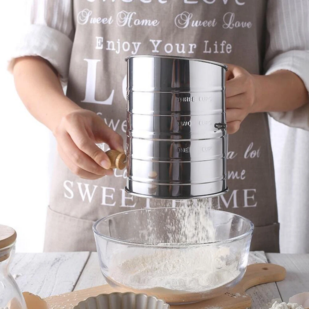 

Stainless Steel Sifter Sieve Stainless Steel Flour Sieve H Operated Wood H Baking Kitchen Tool Powder Strainer