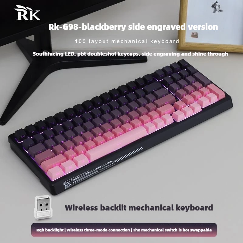 

RK G98 Wireless 2.4g 3-mode Bluetooth Mechanical Keyboard RGB Hot-swappable Gaming Programmable Mechanical Keyboard