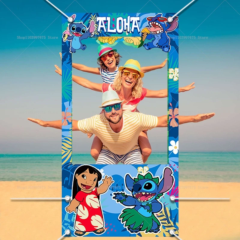 Disney Lilo & Stitch Photo Booth Frame Props Children's 1st Birthday Party Shooting Backdrop Props Baby Shower Decoration Banner