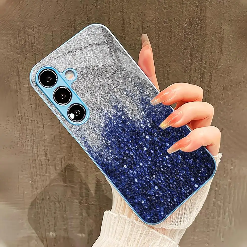 Gradual crystal pattern PhoneCase for Samsung Galaxy S26 S25 S24 S23 S22 FE,Ultra,Plus Builtin glass feel bare machine Men women