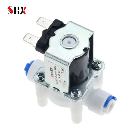 Électrovanne en plastique AC220V DC12V/24V, 1/4 pouces, contact rapide, vanne de vidange d'entrée d'eau normalement fermée